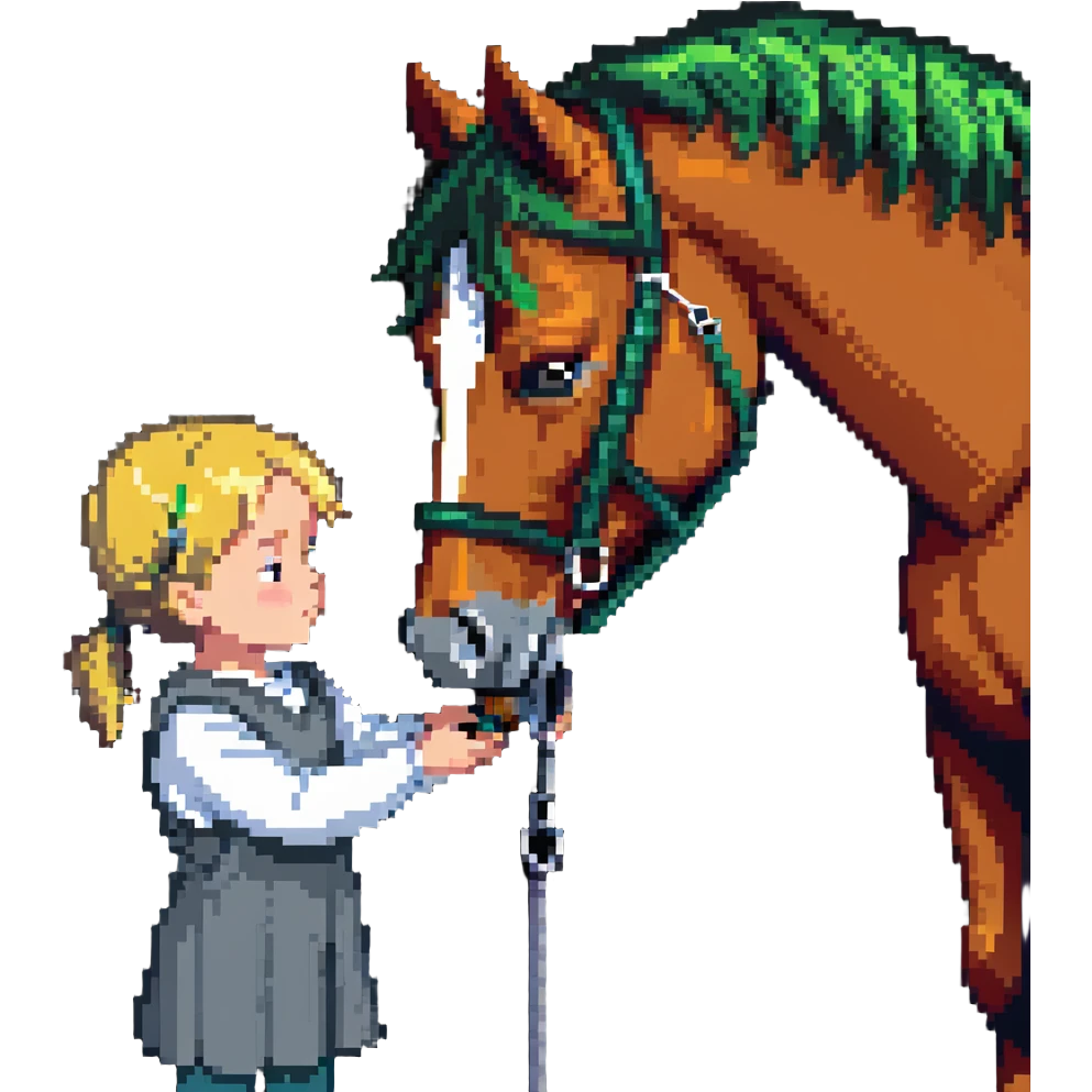 child petting a horse emoji