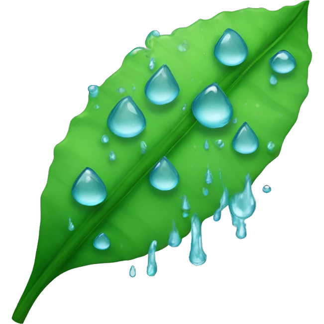 Una hoja con gotas de agua emoji