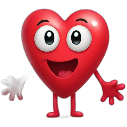 Heart with a sweet face, and arms and legs coming out of it emoji