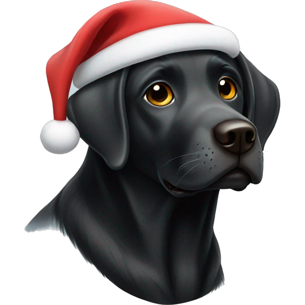 Black Labrador wearing Santa hat emoji
