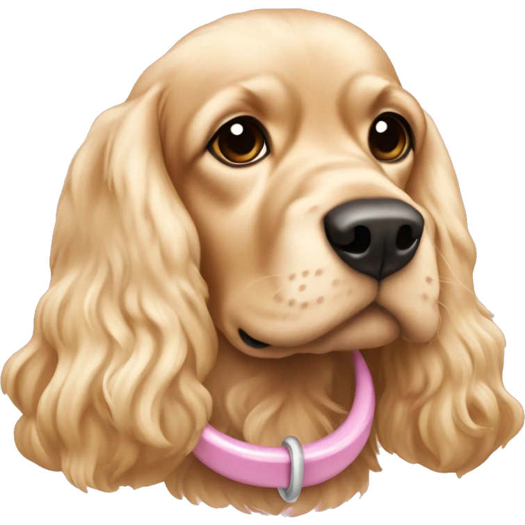 Blond cocker spaniel wearing two light pink sleighbell emoji
