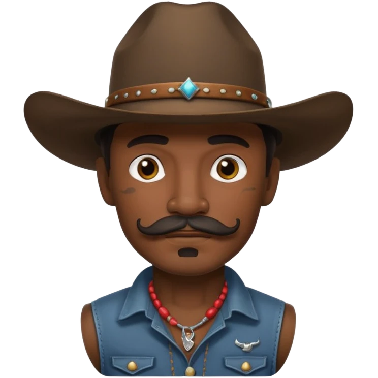 tattooed and mustached cowboys dark face emoji