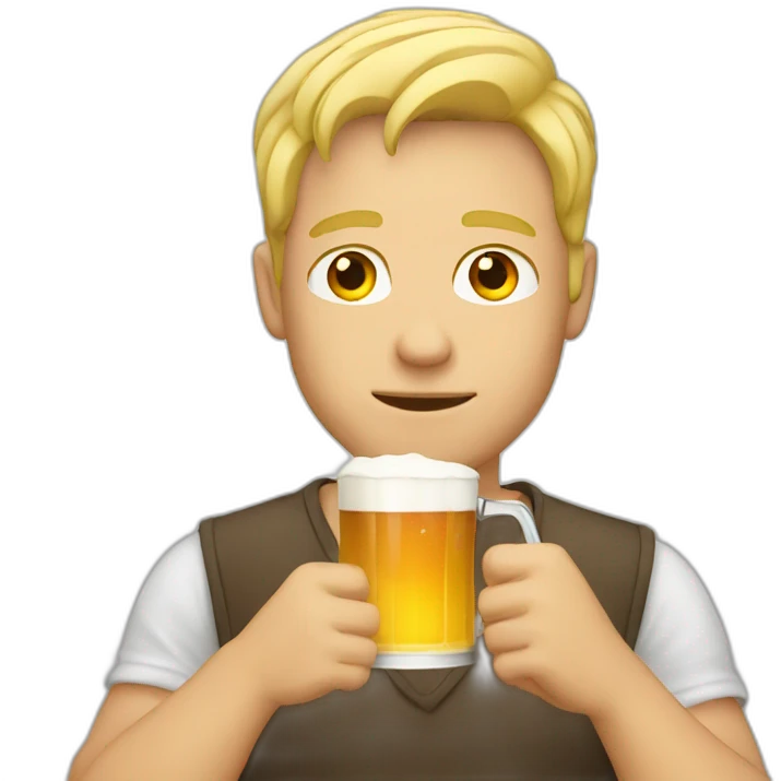 blonde man drinking pint emoji