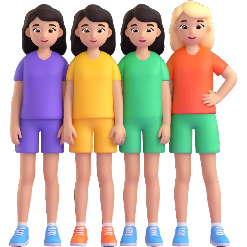3 girls standing in a group emoji