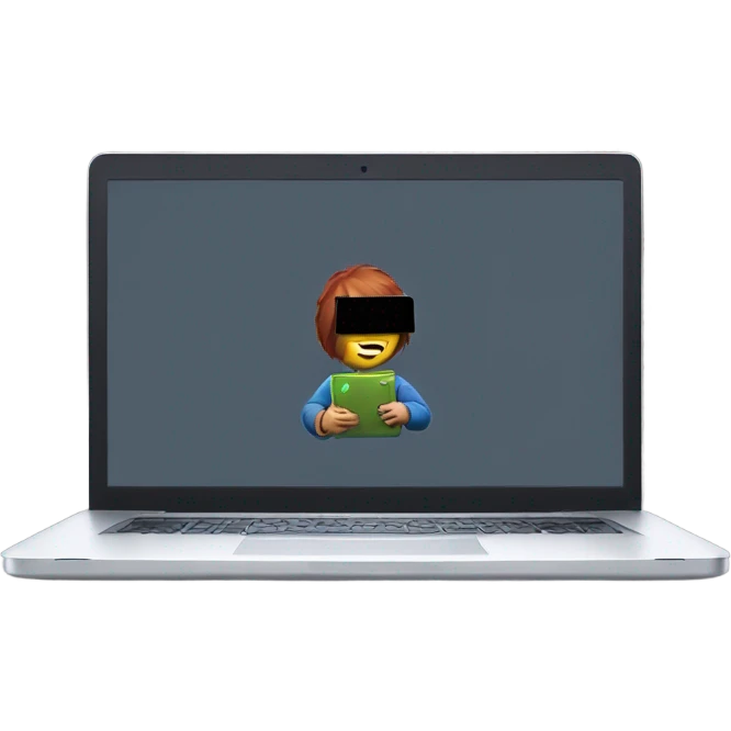 a laptop with a gamer playing roblox on it emoji