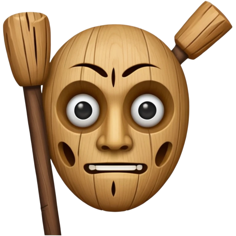 uma madeira com cara esquisita com um bastão  emoji