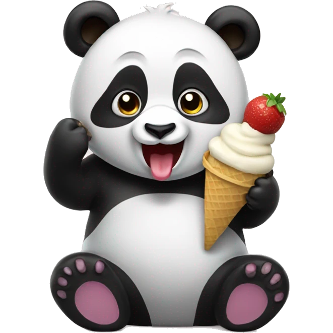 Panda eating ice cream emoji