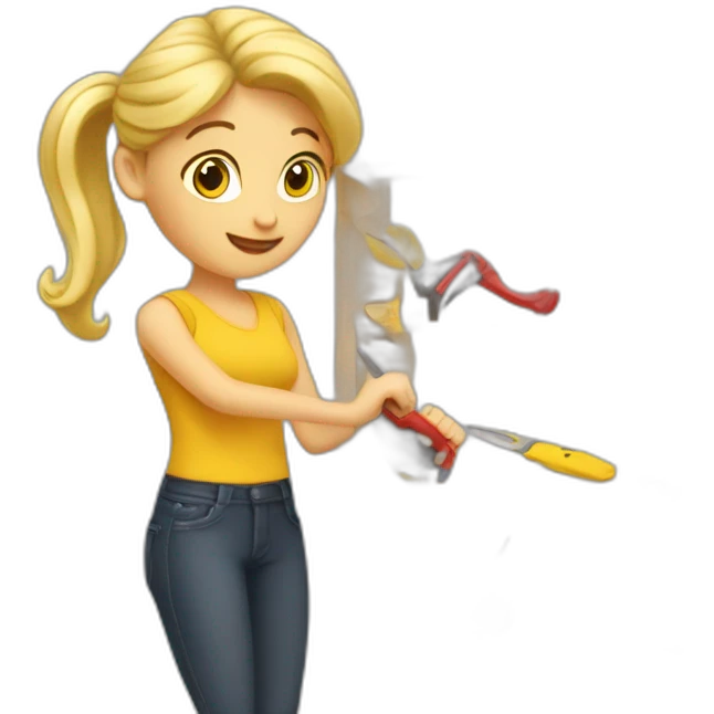 blond-mom assembling ikea bookshelf tools emoji