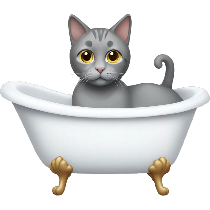 grey cat in a white bathtub emoji