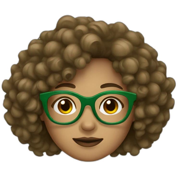 Woman - brown curly hair and Green khaki glasses  emoji