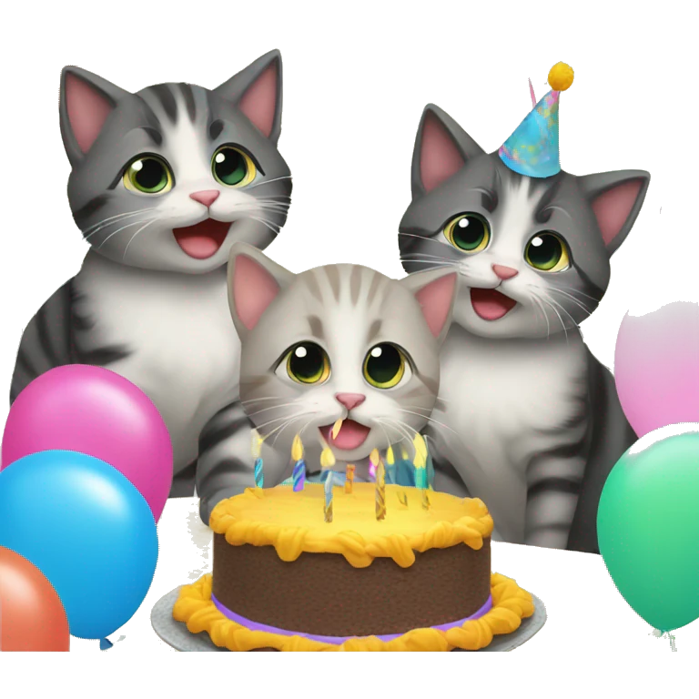 3 kittens at a birthday party emoji