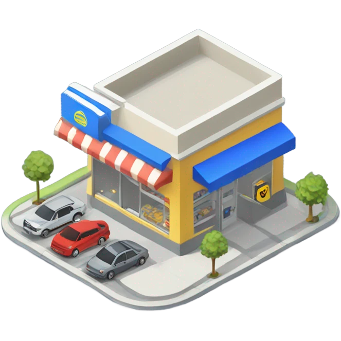 isometric shop and carparking emoji