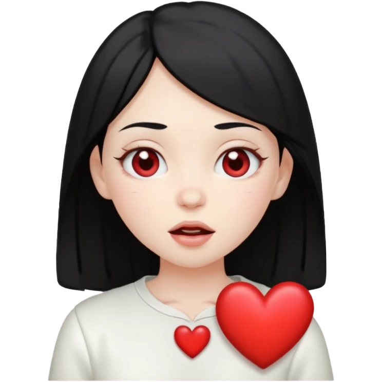Heart-eyes emoji with a heart next to it and drooling
Black-haired girl, loves white emoji