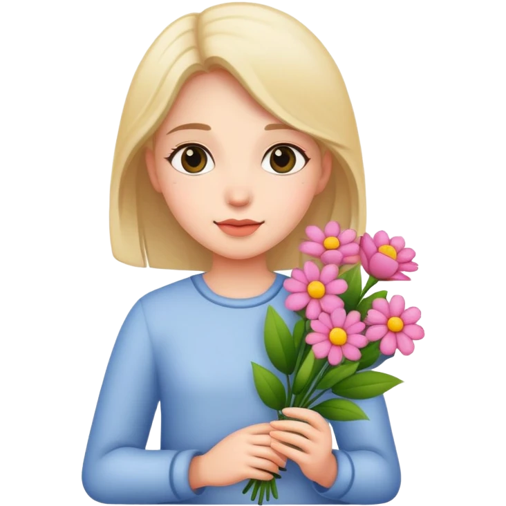 Girl holding flowers emoji
