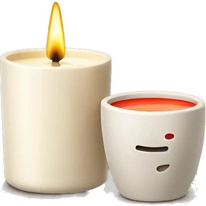 Fragrance candle with woody color and ceramic cup. besides, with design texture emoji