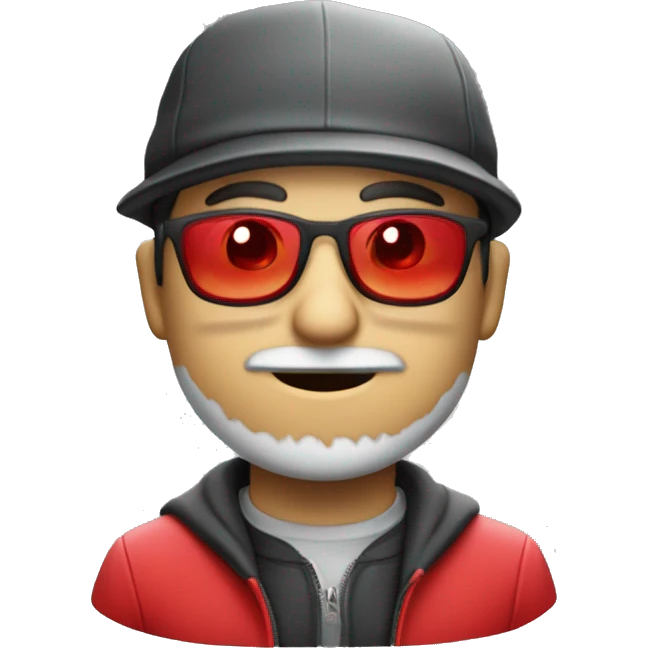 Un chico con gafas transparentes y con un gorro rojo y blnco  emoji