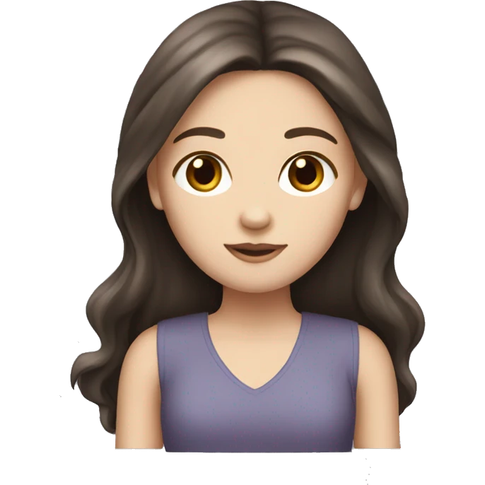 White girl with long dark brown hair emoji