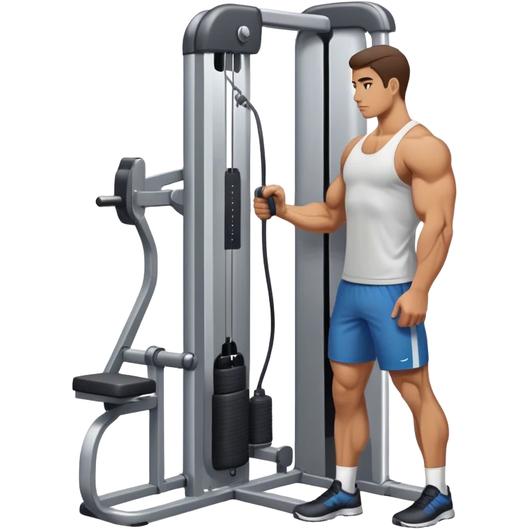 side-view man standing cable-machine tricep-pushdown emoji
