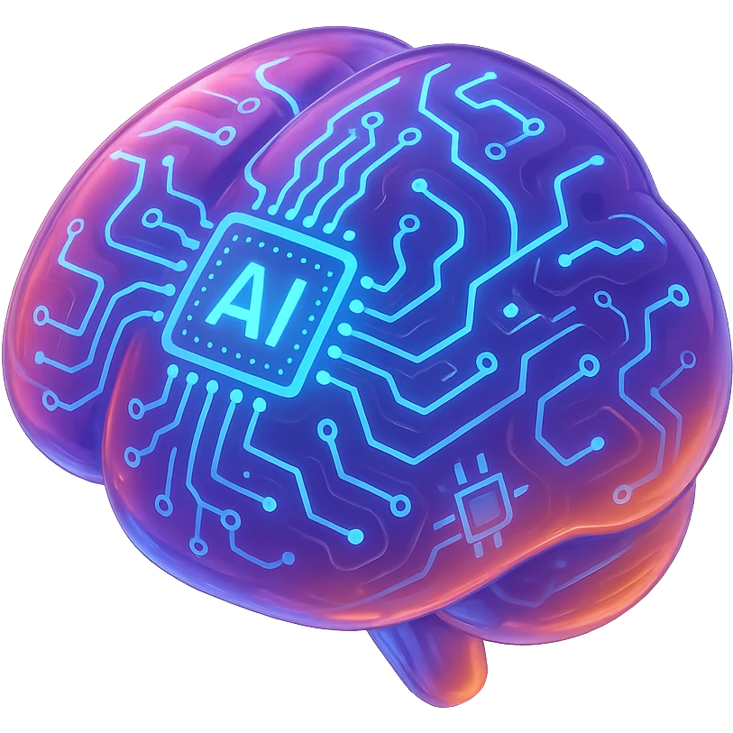 artificial intelligence, futuristic, glowing circuits, digital brain, vibrant colors emoji