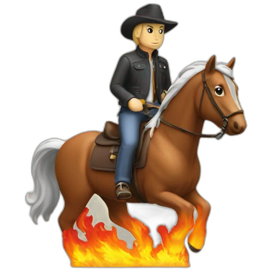 tomy shelby in a horse with fire emoji
