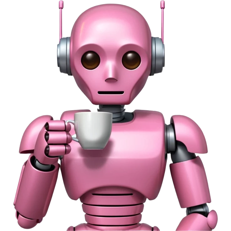 pink robot drink coffee emoji