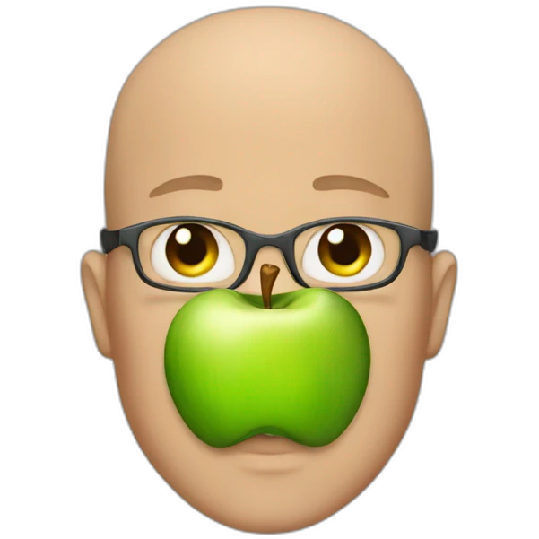 Bald man with Apple vision emoji