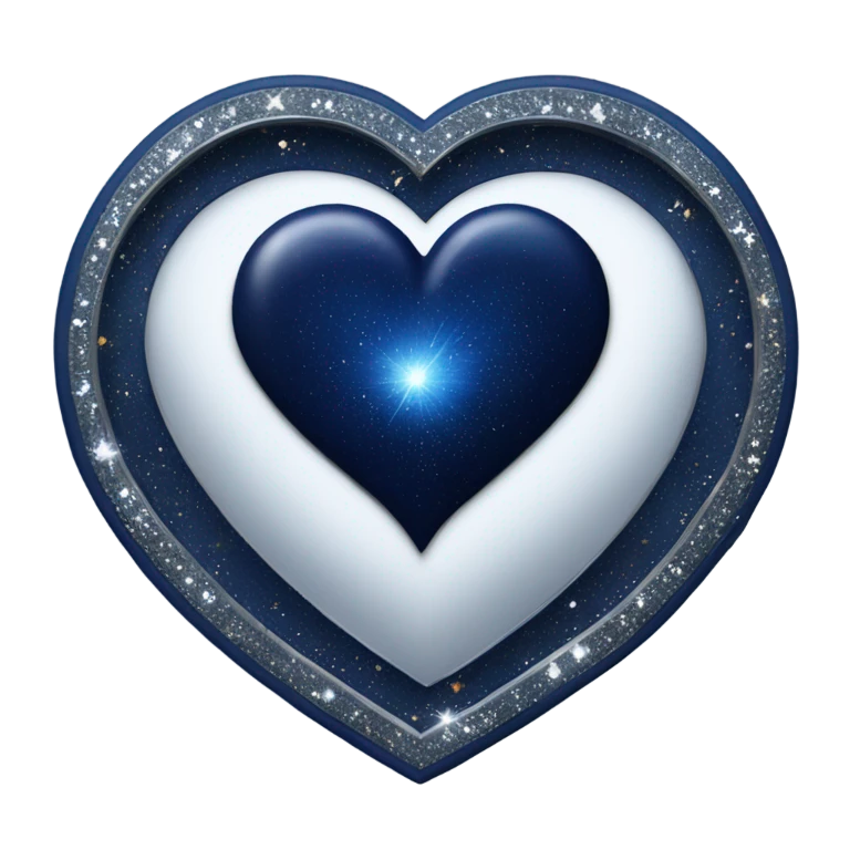 Midnight blue silver space heart  emoji