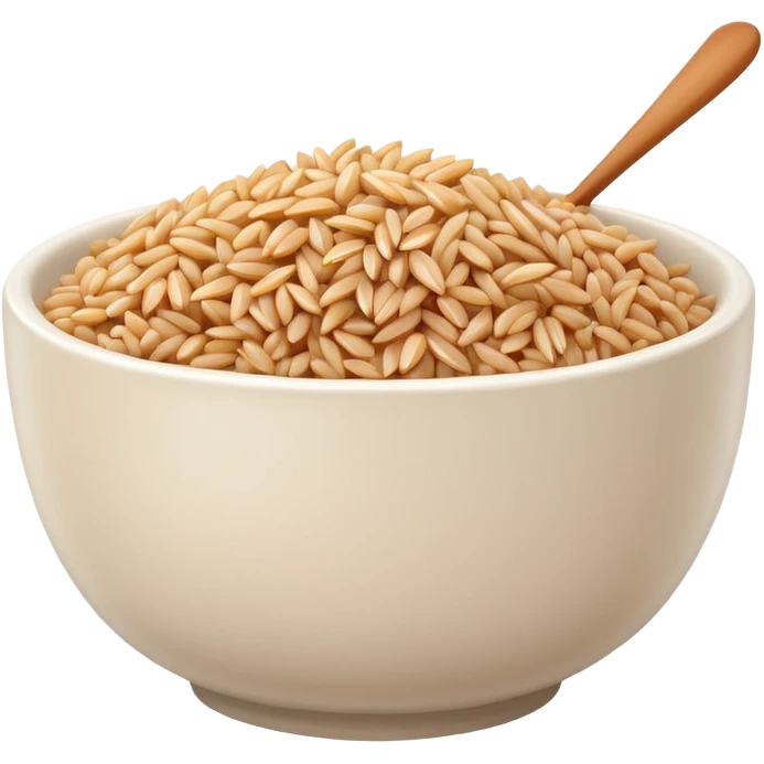 white bowl of brown rice, matte, simple, clear emoji