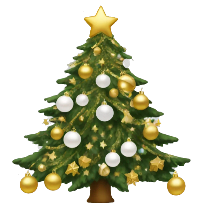 Christmas tree with white and gold decorations emoji