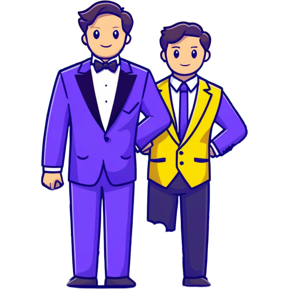 Man in a yellow tux hiding in a bush emoji