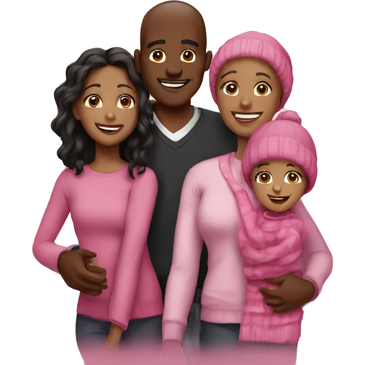 Black Christmas Family smiling pink emoji