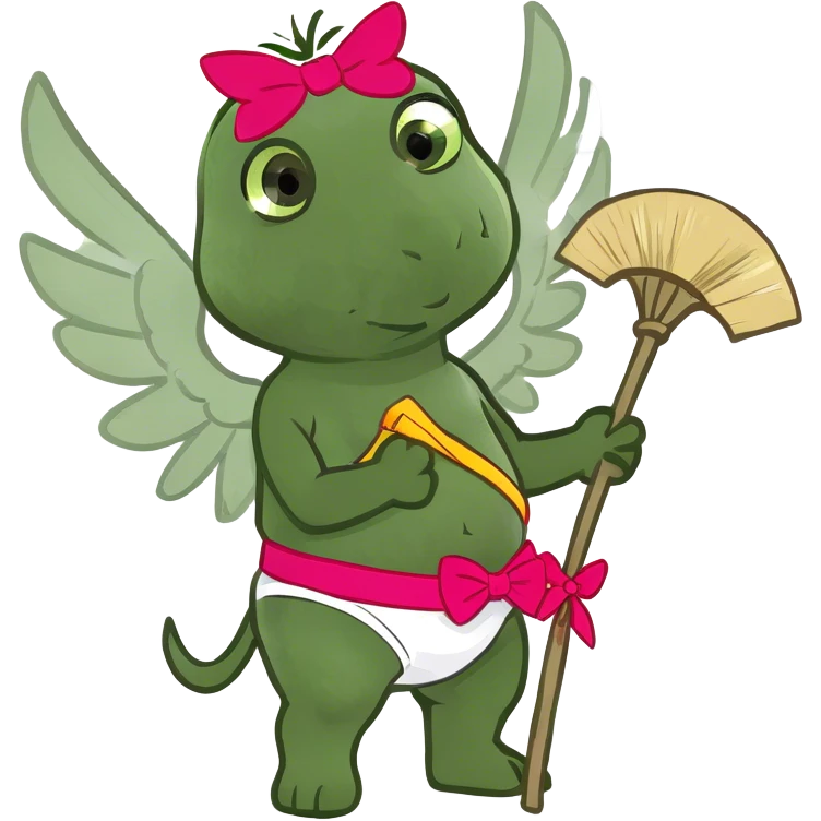 Cupid using a broom emoji