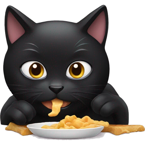 black cat eating food  emoji