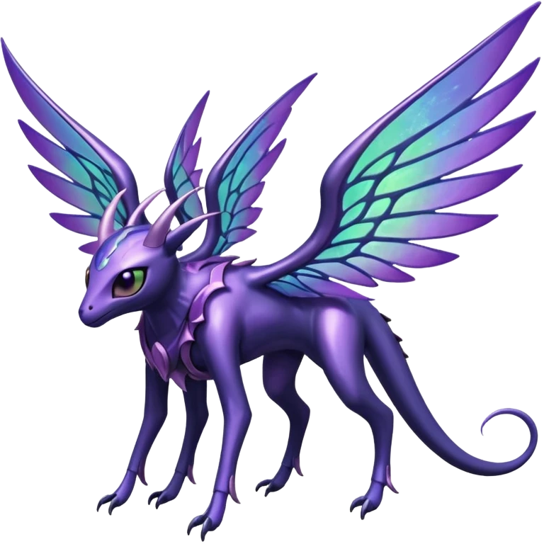 Shiny celestial divine flying ethereal gloomy dusky eldritch Genesect-Lunala-hybrid-fantasy-creature emoji