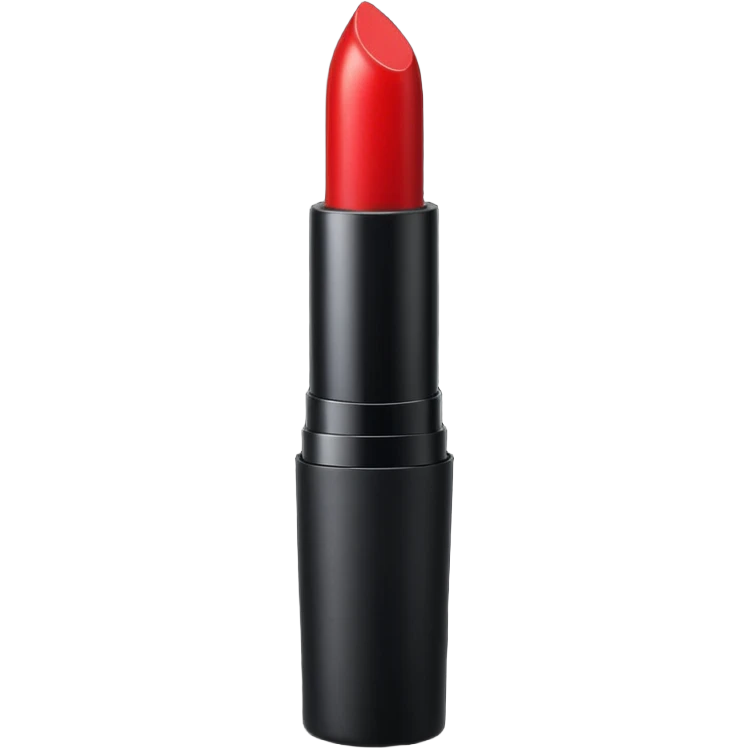 A sleek matte-red lipstick in a black metal tube. emoji