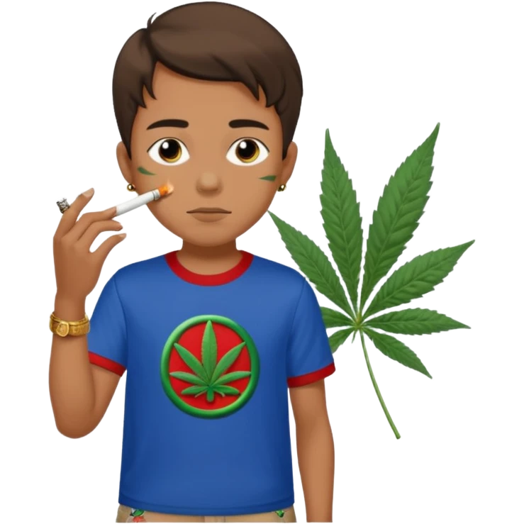 A Boy wearing a Gucci Shirt and a Gucci Shorts and he smokes weed emoji