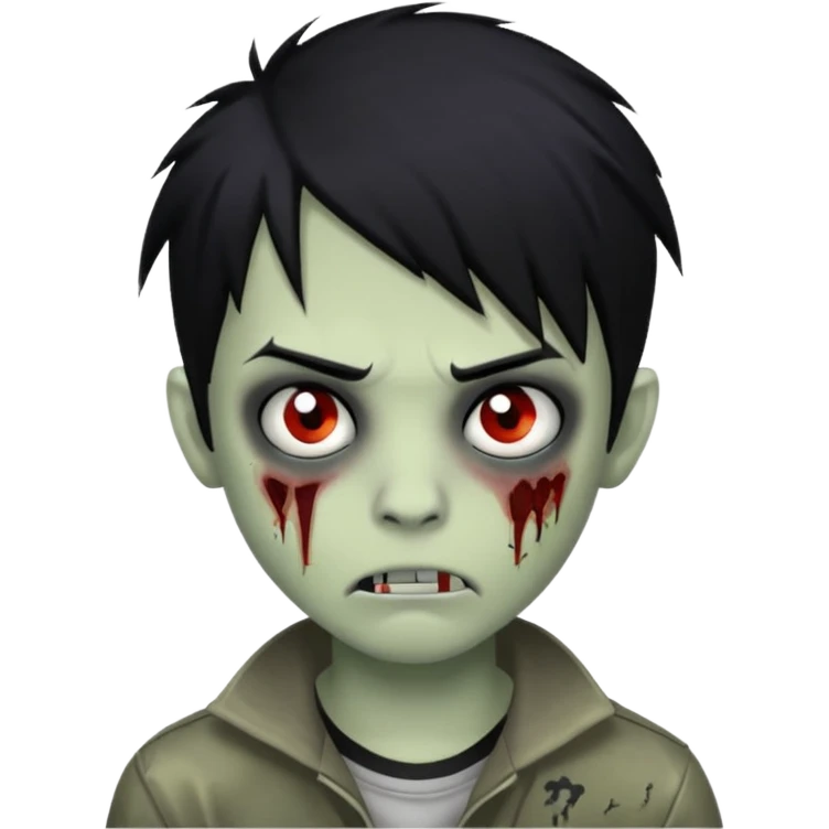 boy zombie with black hair emo and piercing on eyebrow  emoji