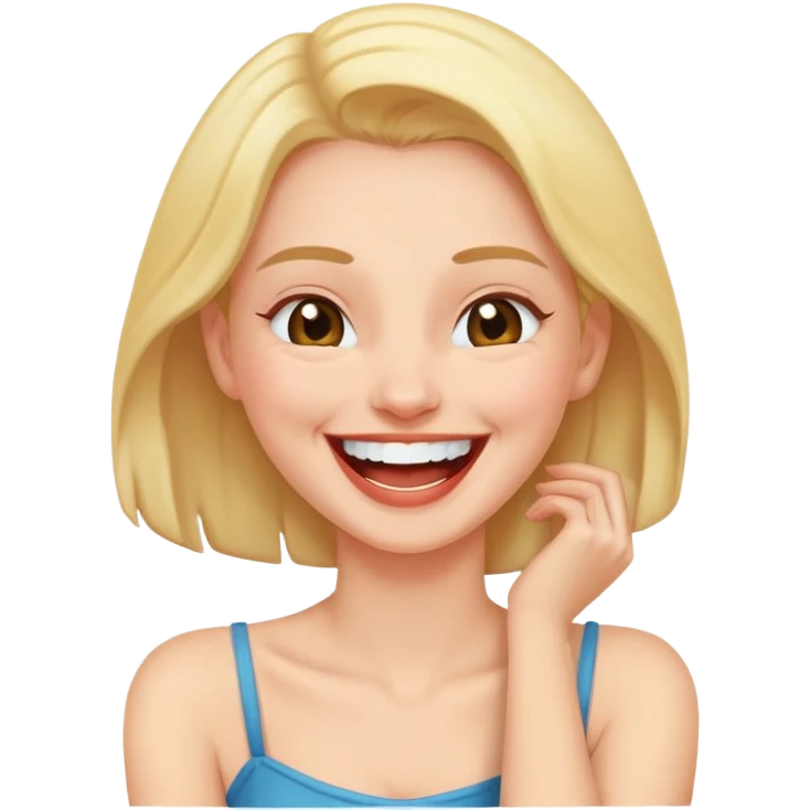 Women laughing while holding her neck  emoji