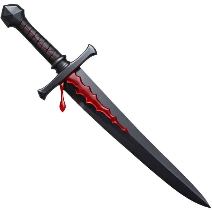 iOS emoji, dark fantasy dagger, obsidian blade, runes, blood drop, clean render, minimalism emoji