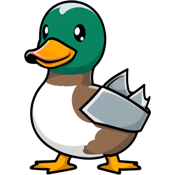 mallard duck holding a roll of silver duct tape emoji