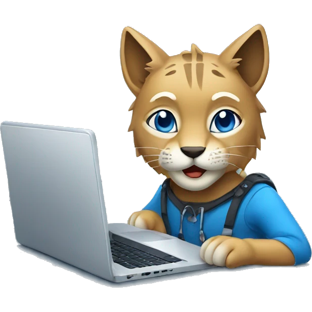 A blue lynx with a laptop emoji