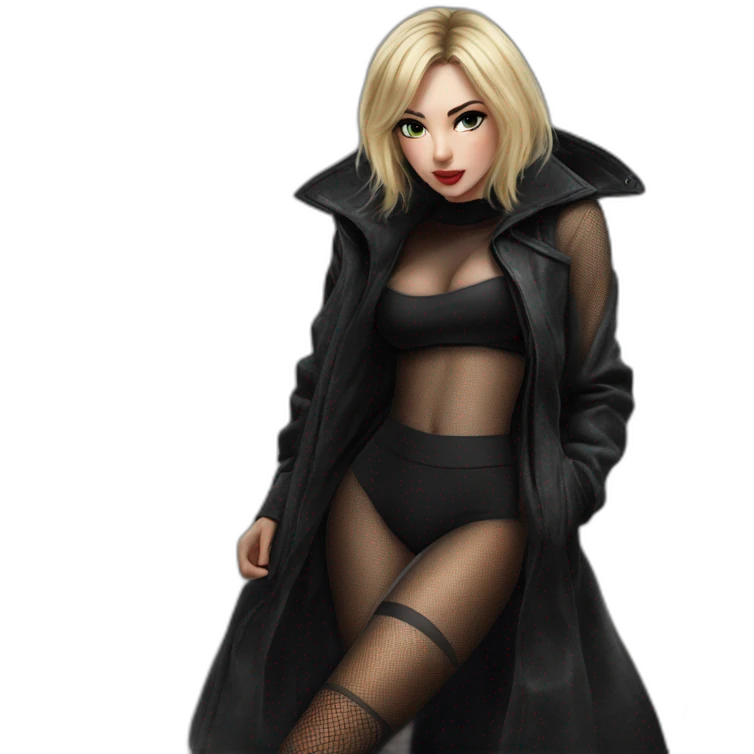 blonde girl in fishnet pantyhose emoji