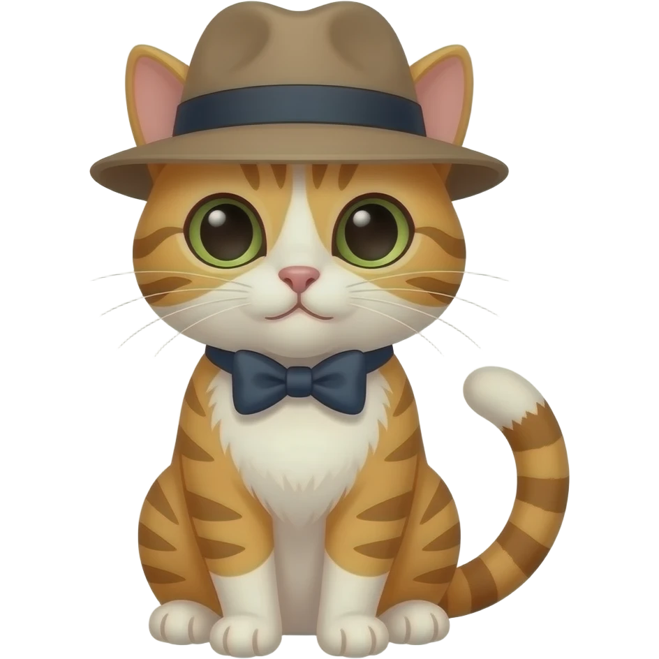 Un chat avec un chapeau et un nœud papillon emoji