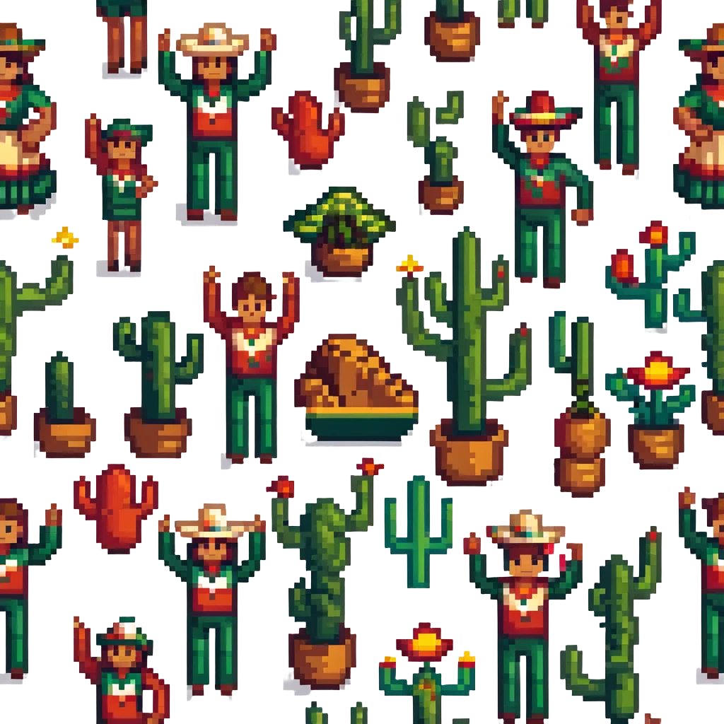 Texans with raised arms and happy faces, Mexico City landmarks in background emoji