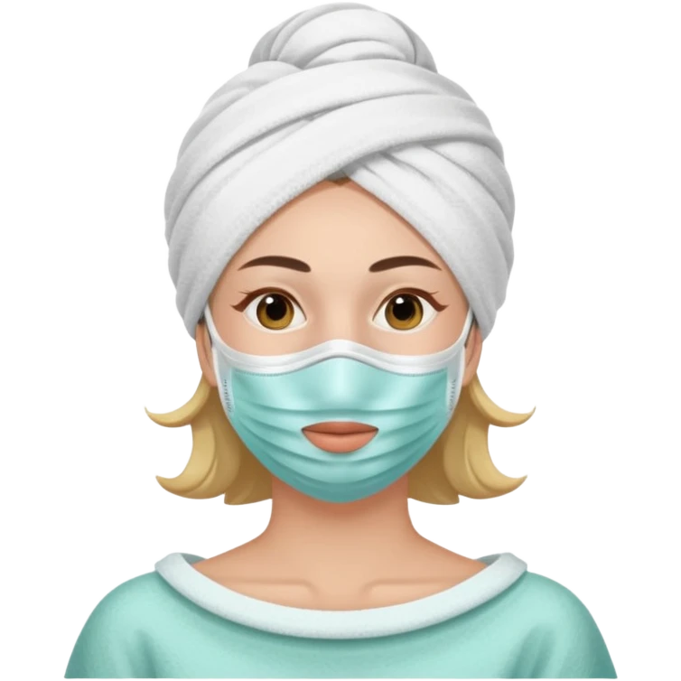 Lady with face mask spa beauty full face relaxing emoji