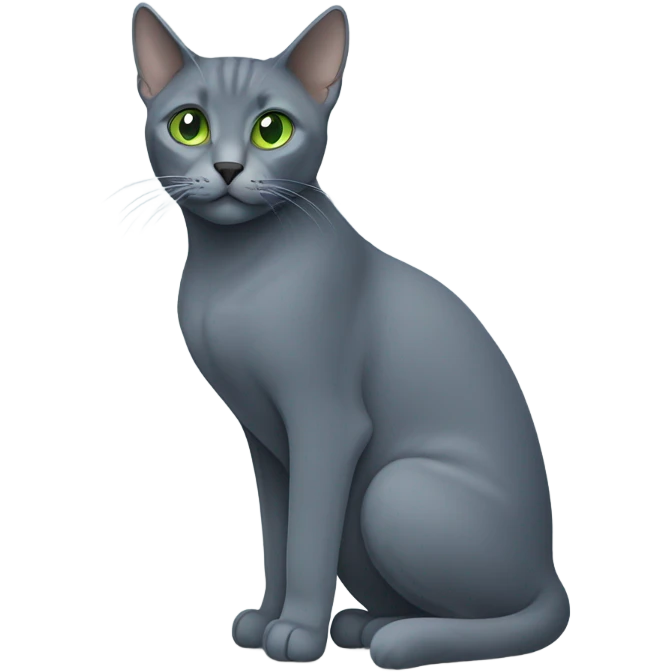 Russian blue with green eyes side profile full body emoji