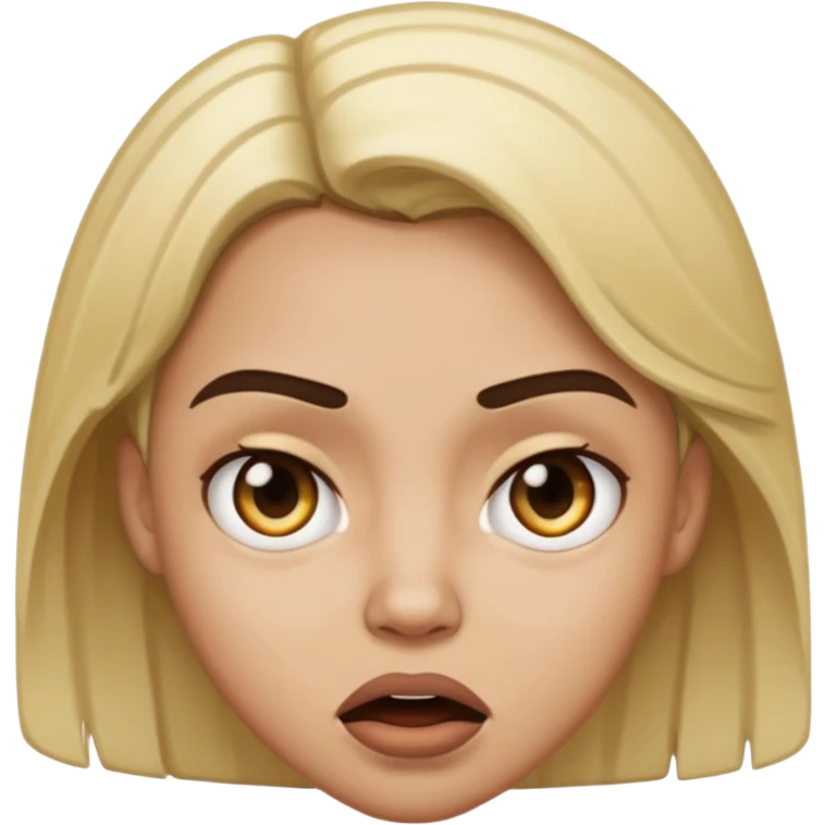 A Light skin dark brown hair with a blond white highlight in the front with a mad face emoji