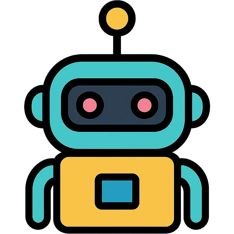 Minimalistic tech bot icon, geometric shapes, clean lines, subtle tech details emoji