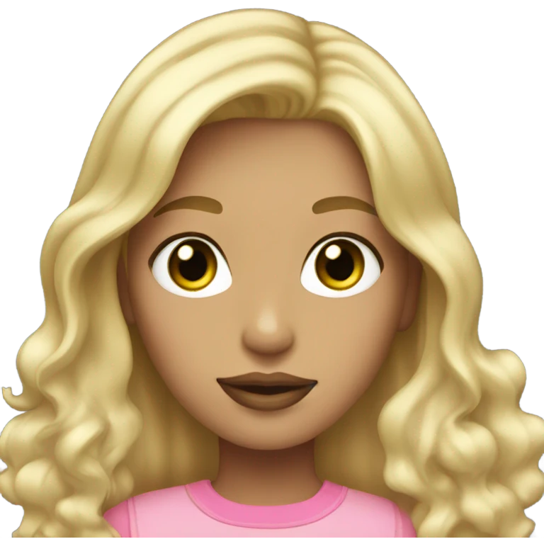 Girl Blonde with blonde highlights hair green eyes pink lips emoji