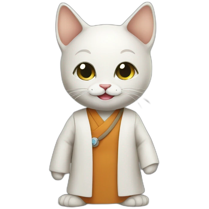 a smiling mindful monk kitty scientist emoji